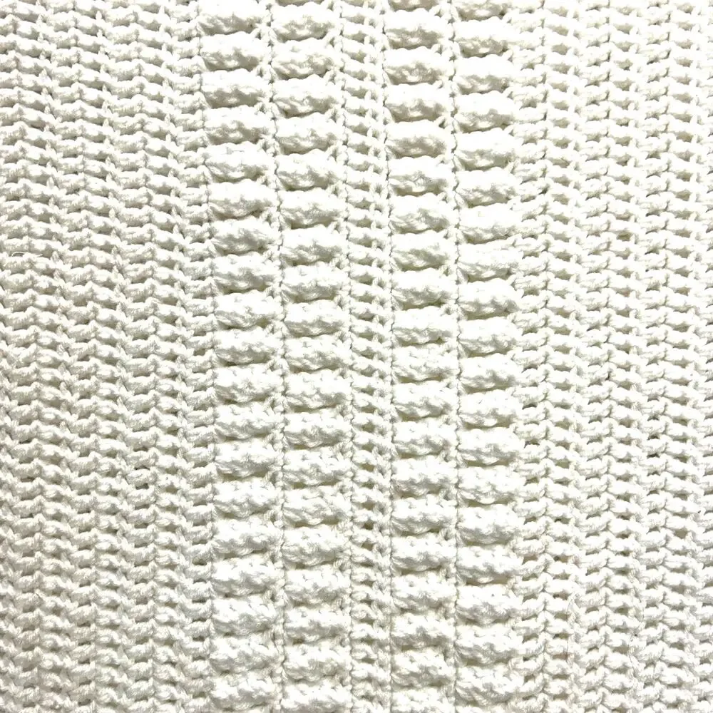 Handmade Crochet‎ Knit Solid White Afghan 62x76