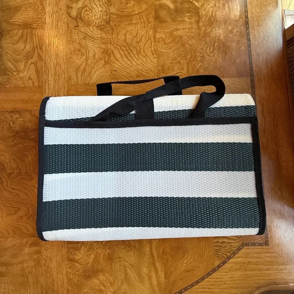 Black and White Striped Men's Bag