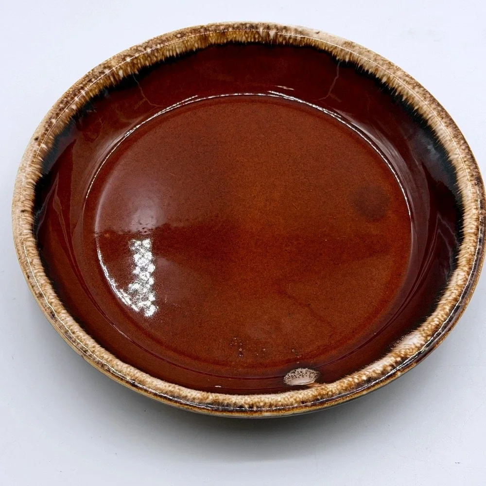 Vintage Brown Drip Glaze Pie Dish Oven Proof USA Stoneware Ceramic Baker 9 Inch