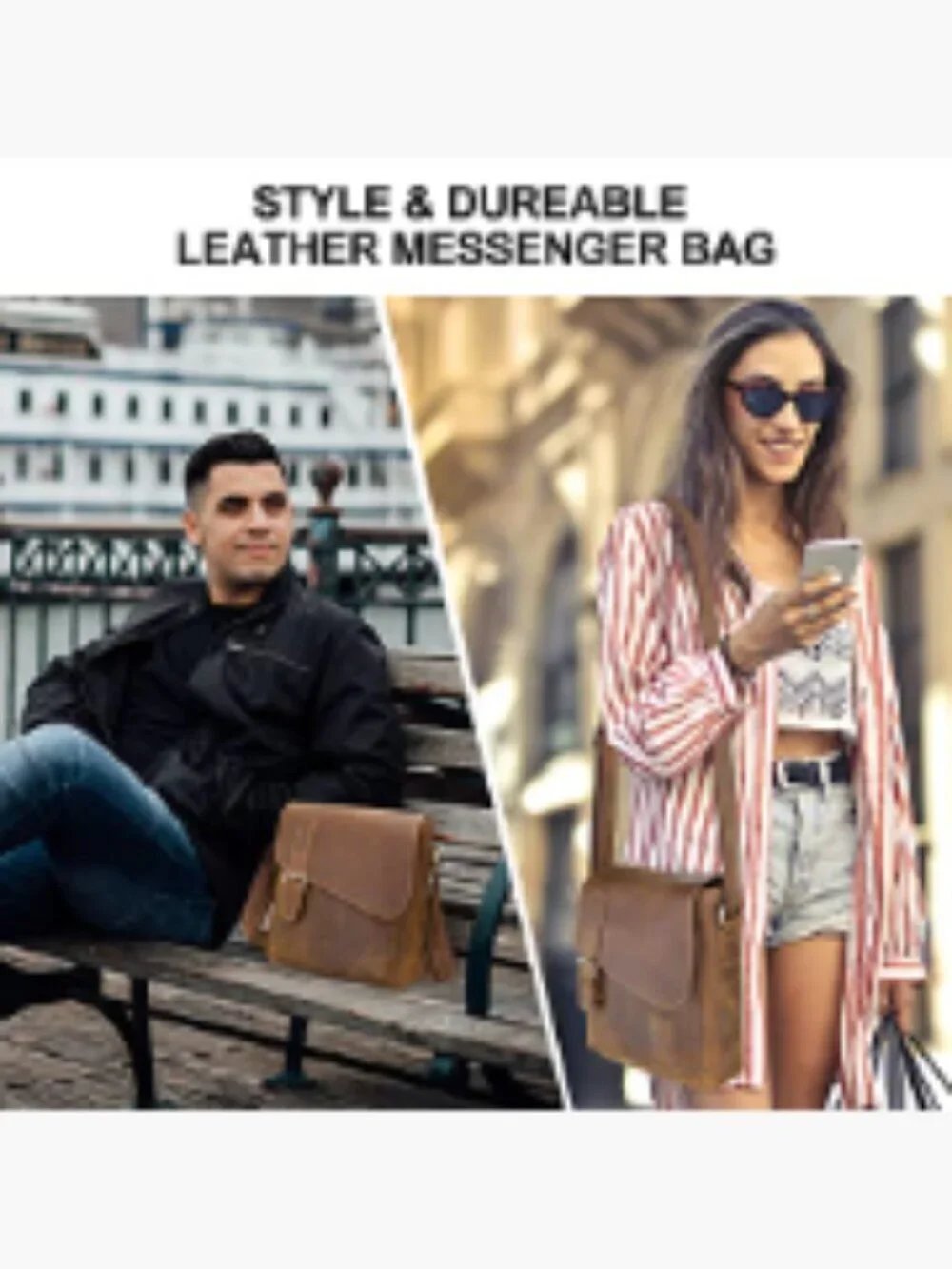 Genuine Leather Messenger Bag Crossbody Backpack Shoulder Bag