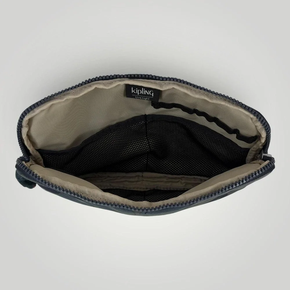 Kipling Tablet Sleeve Blue Camo Nylon Pouch Monkey Keychain K11252-4LT