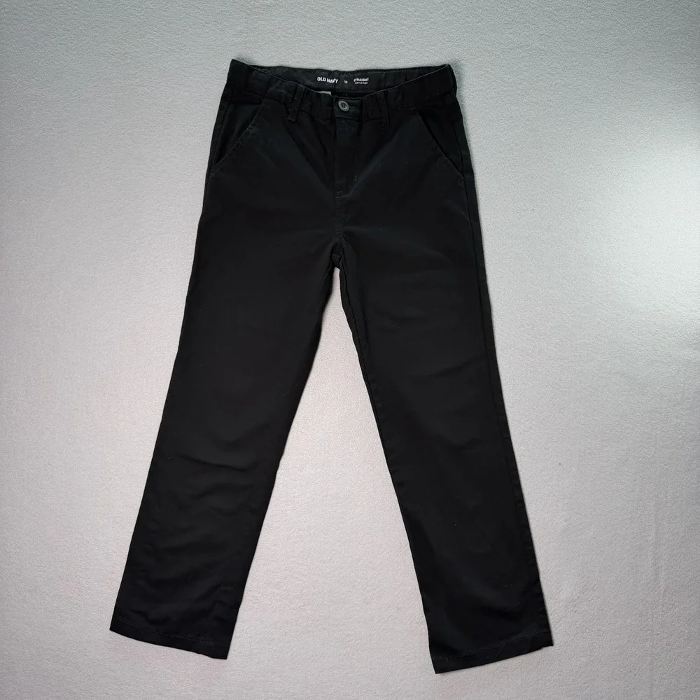Old Navy Uniform Black Twill Chino Pants Straight Fit Pockets Boys Size 12
