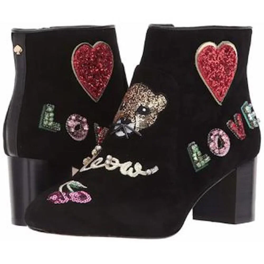 NWOB Kate Spade New York Liverpool Ankle Boots Black Suede