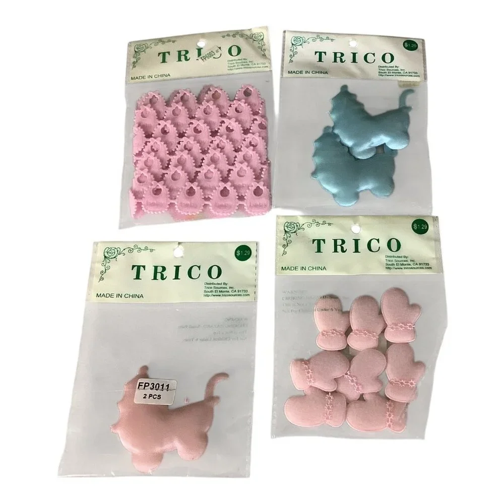 Trico Baby Themed Craft Embellishments 4 Sets‎ Pink And Blue Colors