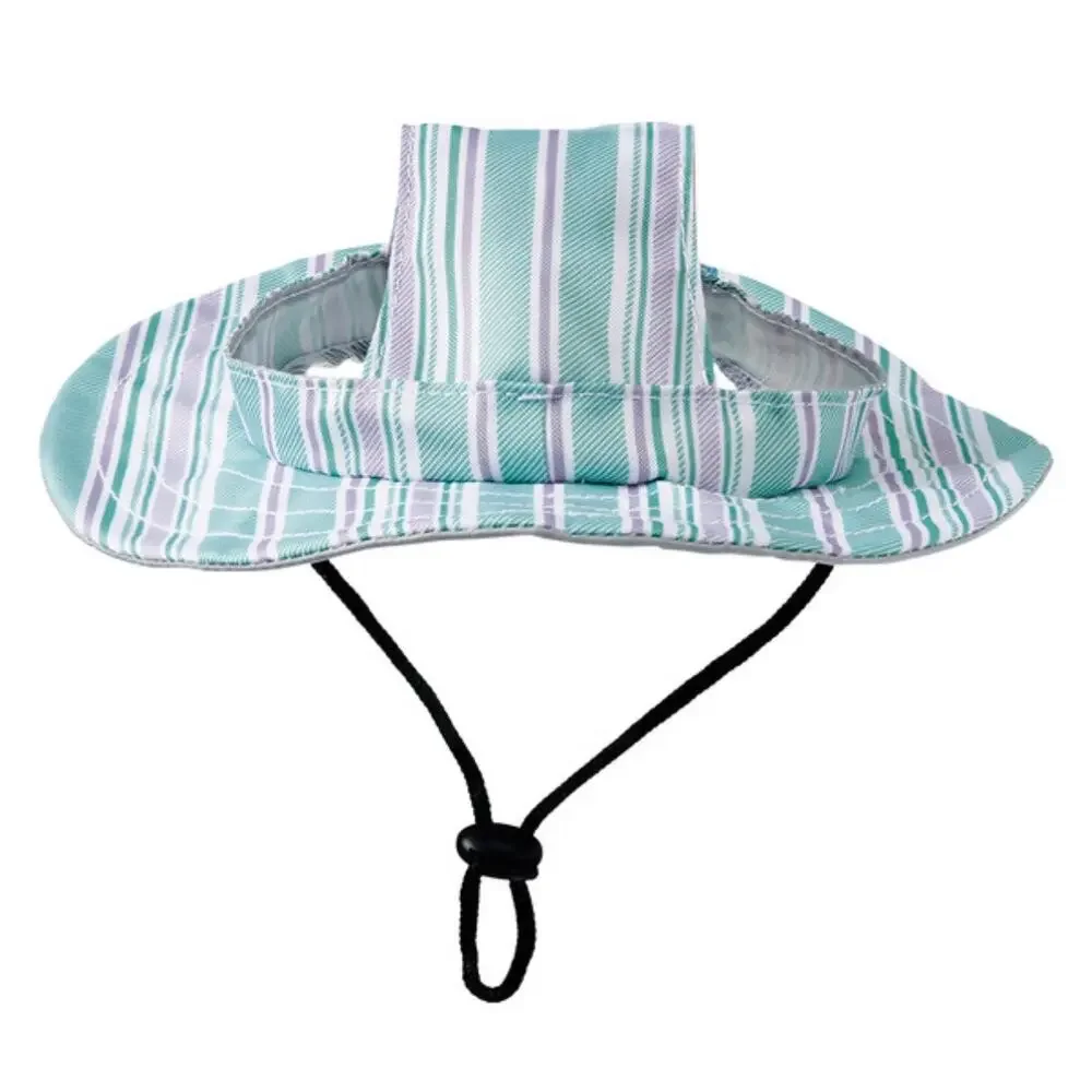 Heart to Tail Adjustable Blue Stripe Dog Hat -Size M/L