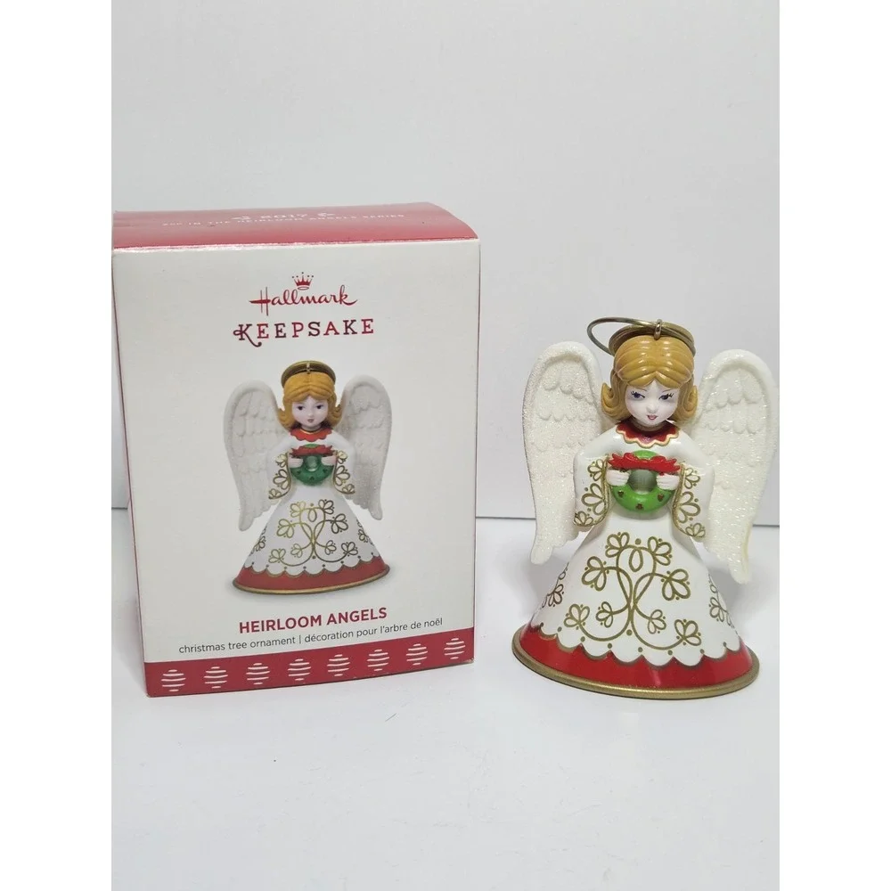 2017 Hallmark Keepsake Ornament Heirloom Angels 2nd In Series Wreath White Gown