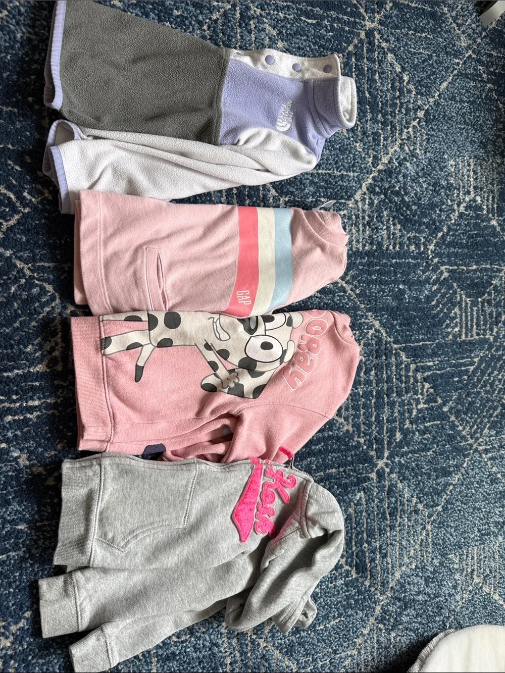 Girls 3T lot of sweatshirts.  Gap, North Face, and Oshkosh