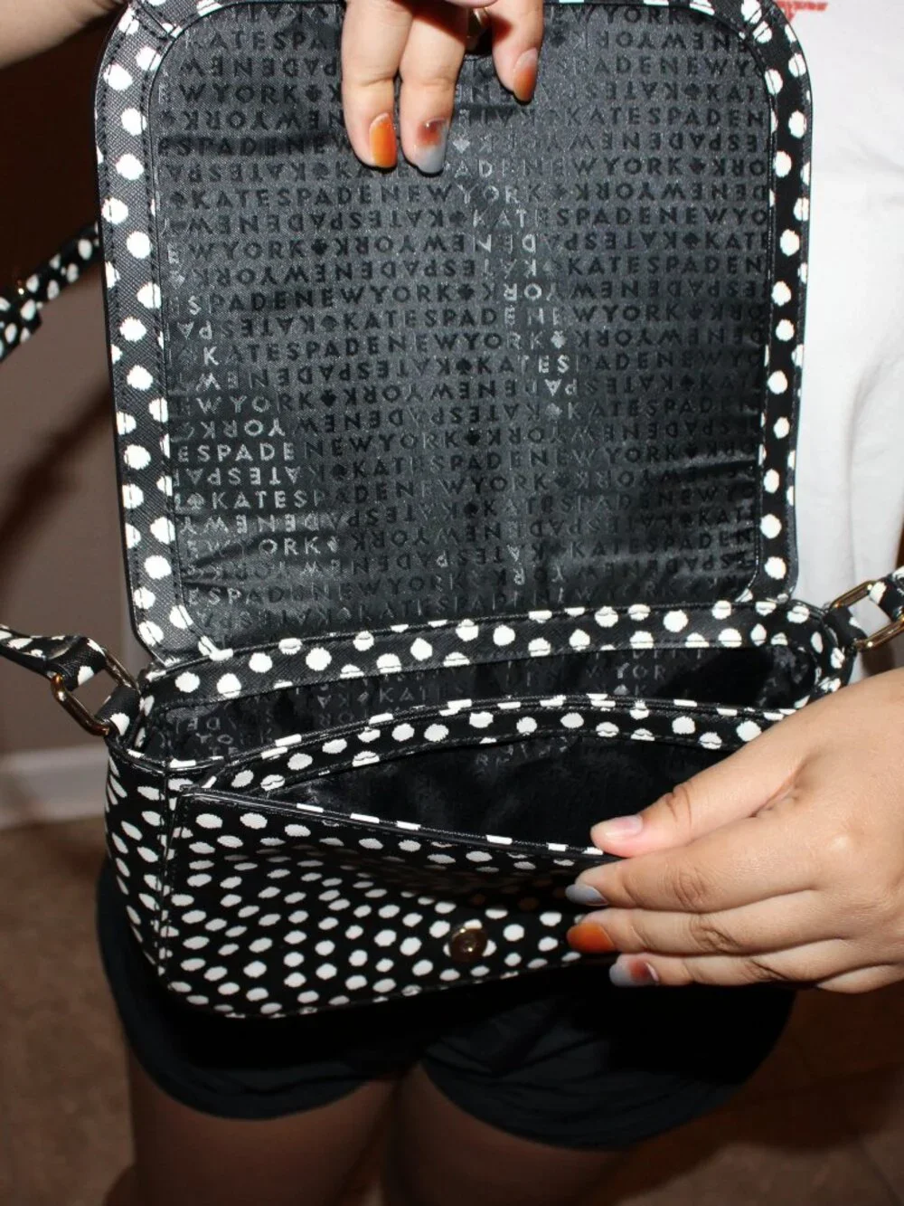 Kate Spade Black and White Polka Dot Crossbody
