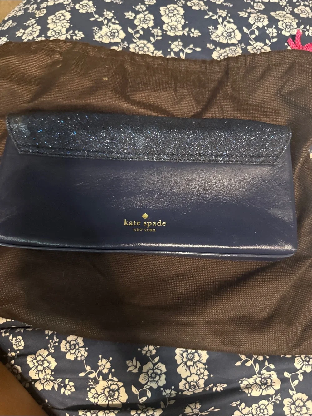 kate spade navy blue moon phase clutch