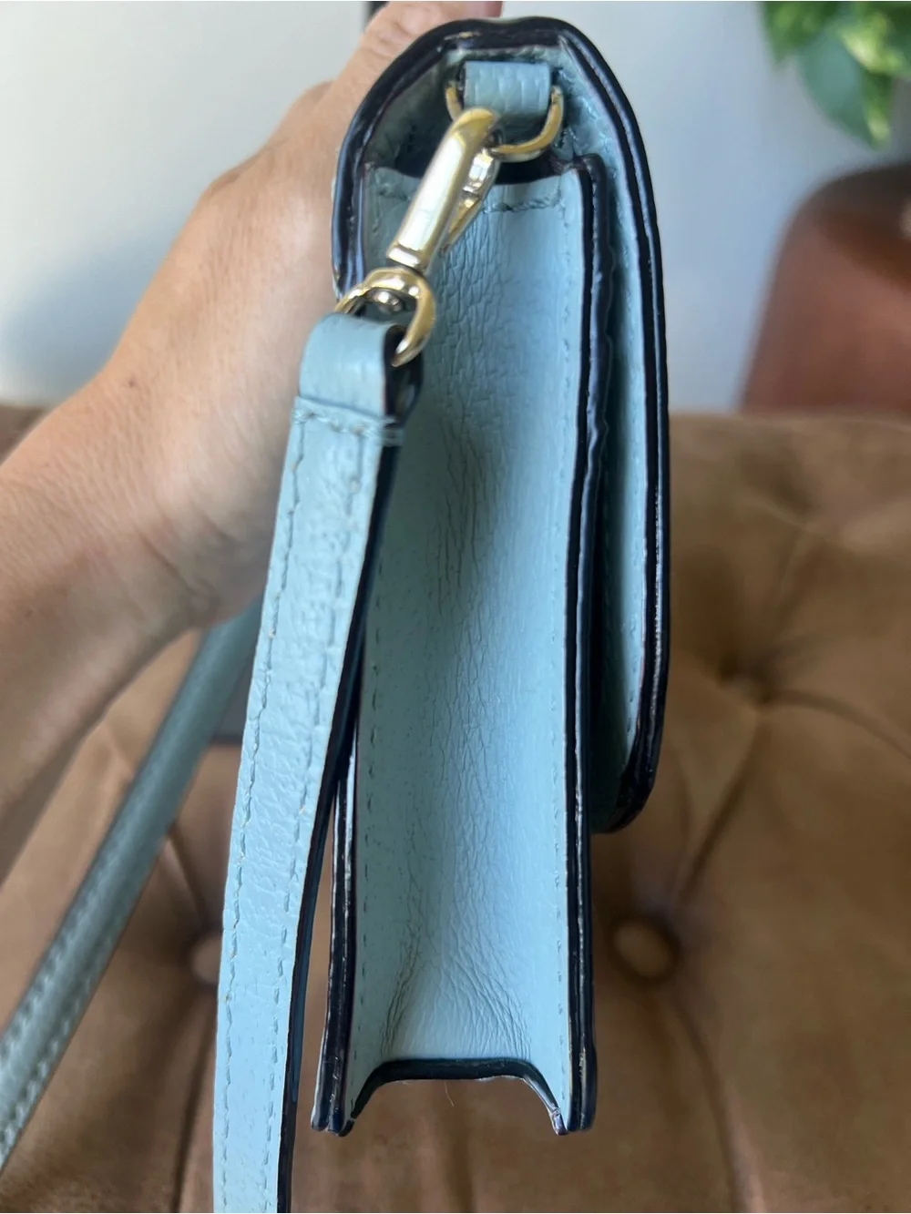 Kate Spade Dusty Blue Pebbled Leather Crossbody