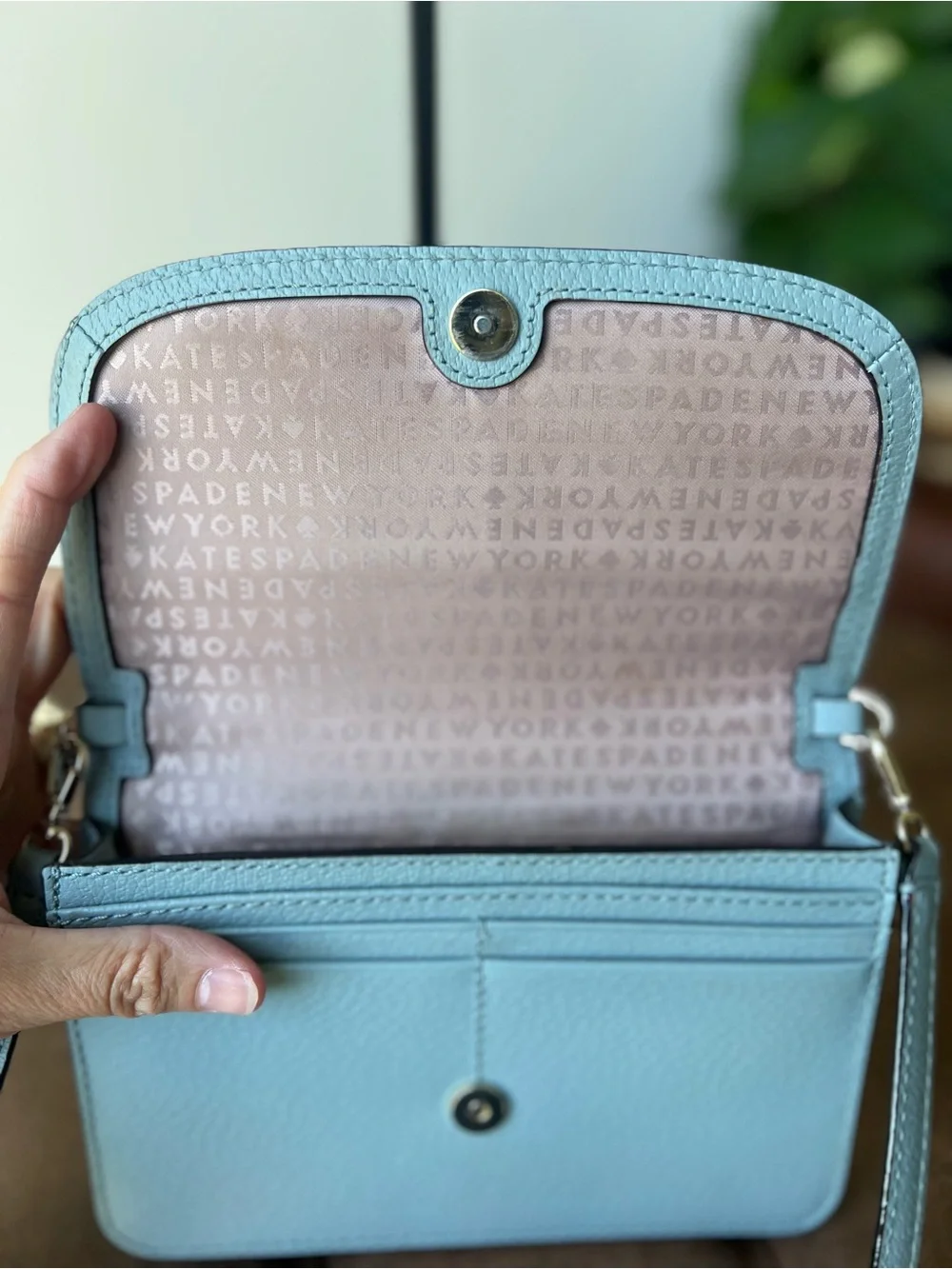 Kate Spade Dusty Blue Pebbled Leather Crossbody