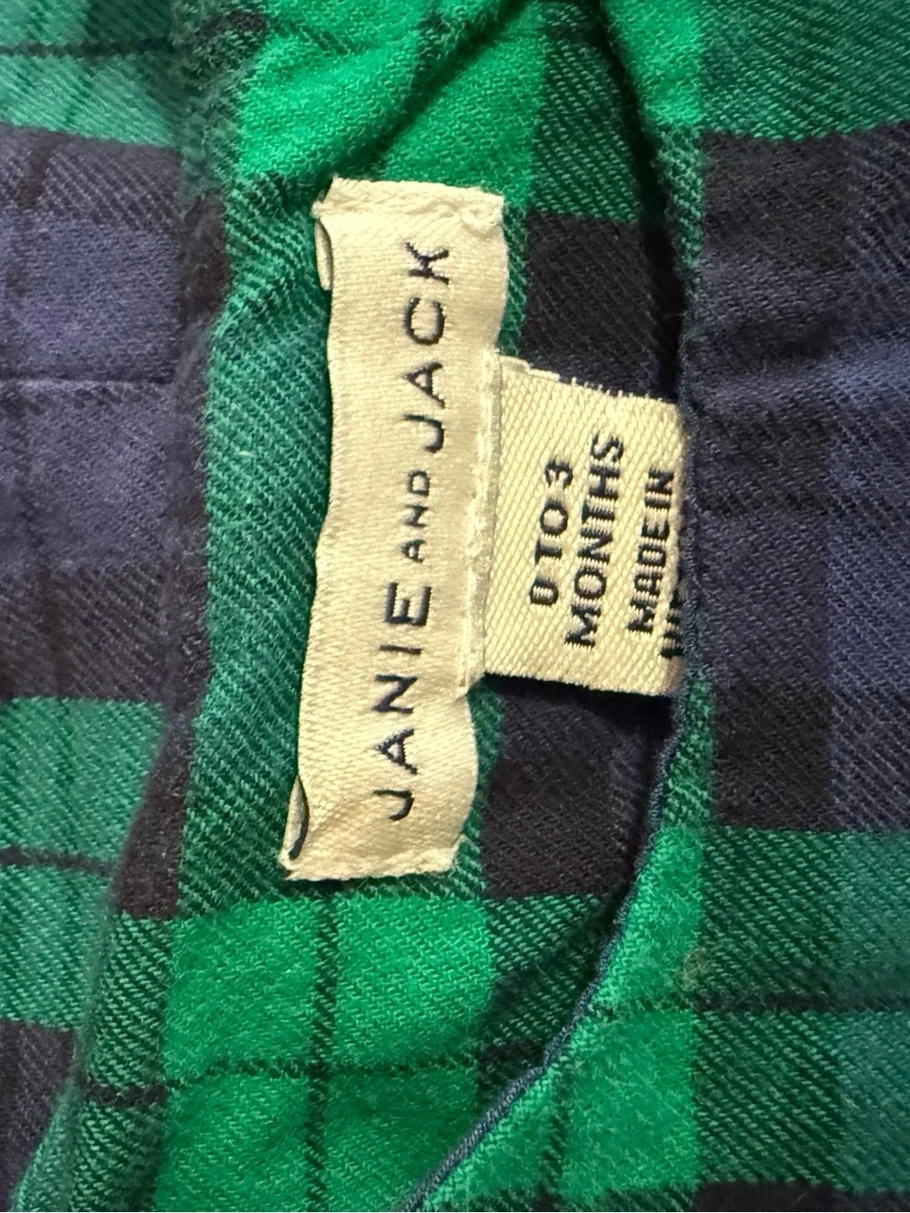 Janie and Jack Blue & Green Tartan Plaid Romper