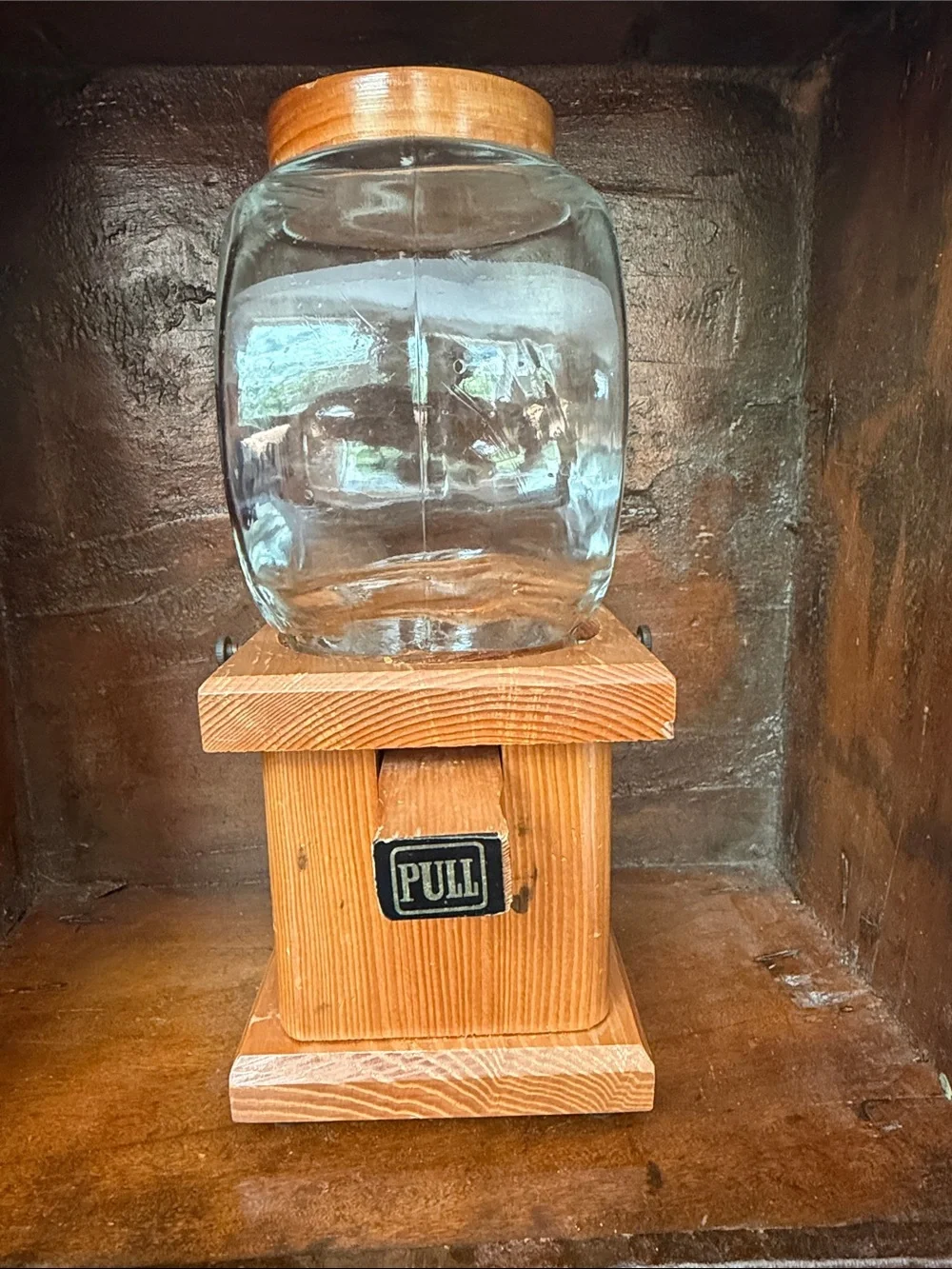 Vintage Wooden Nut Dispenser with Glass Globe - for peanuts or Pistachios