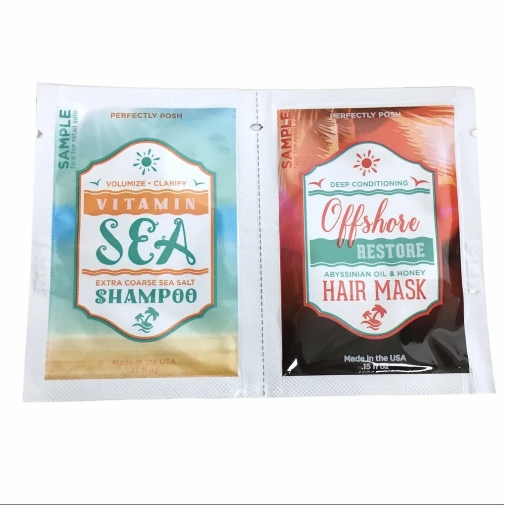 PERFECTLY POSH Vitamin Sea Salt Shampoo Offshore Restore Hair Mask Samples