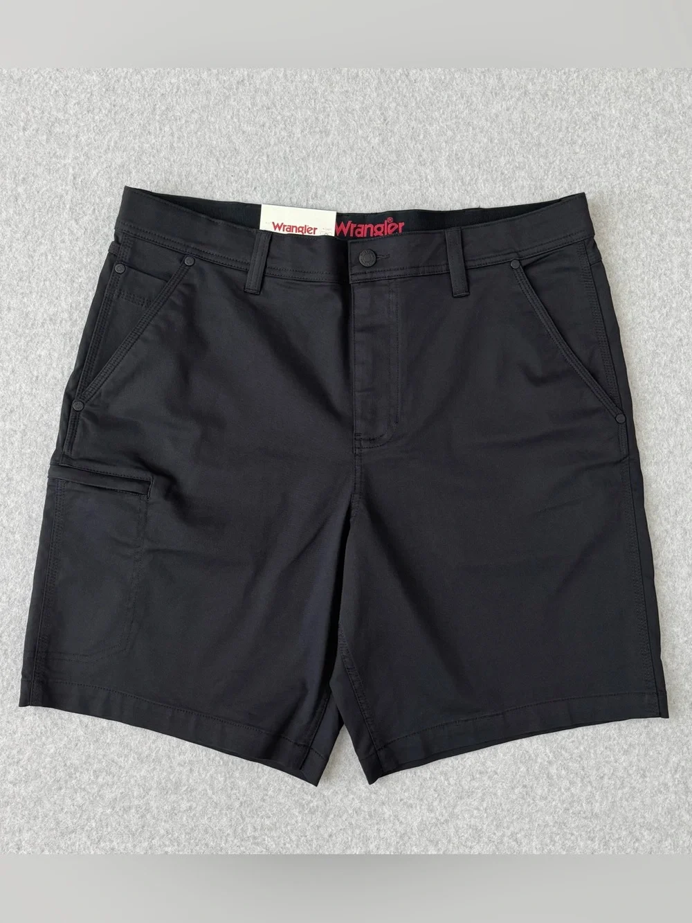Wrangler Utility Shorts Mens 36 Black Performance Stretch Flex Waistband NWT