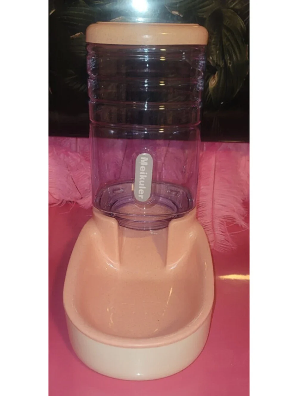 PINK DOG FOOD DISPENSER HOLDER NEW