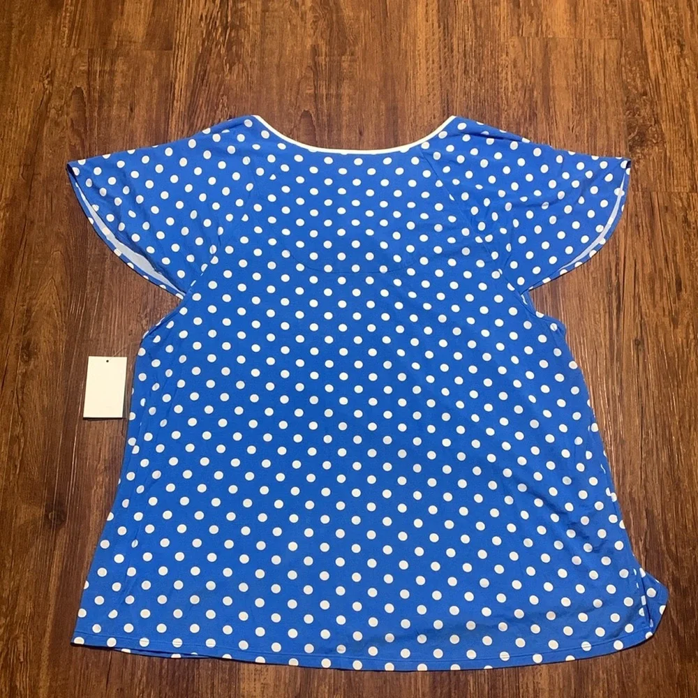 Kate Spade Pajamas 2-Piece Top Pants Set Sz 2X Blue White Polka Dot NWT