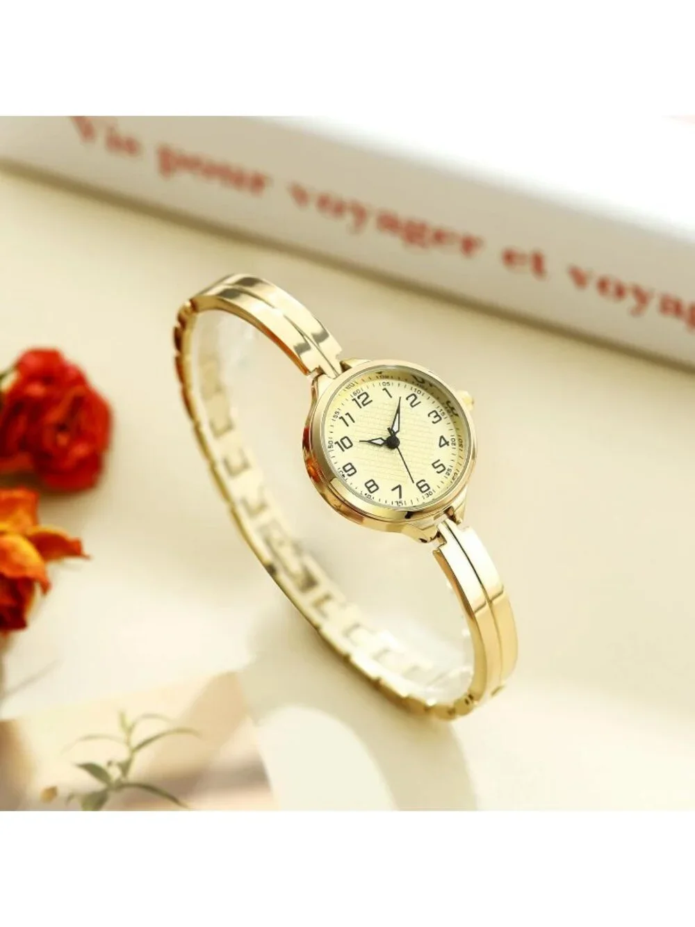 Women's Gold Quartz Bracelet Solid Reloj Para Mujer Small Dainty Wrist Watch