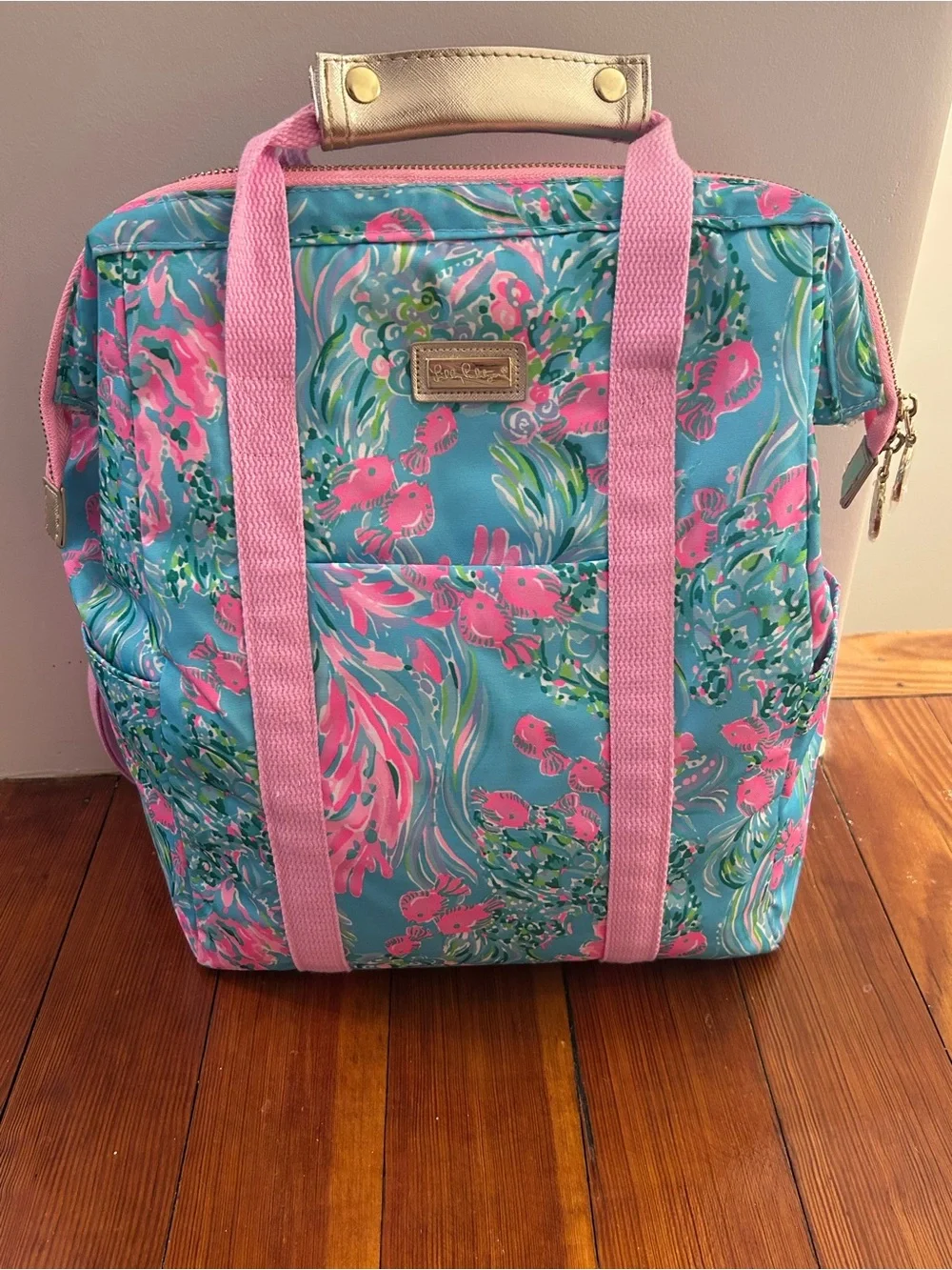 Lilly Pulitzer Insulated Backpack Cooler ‘Best Fishes’ Pink Convertible