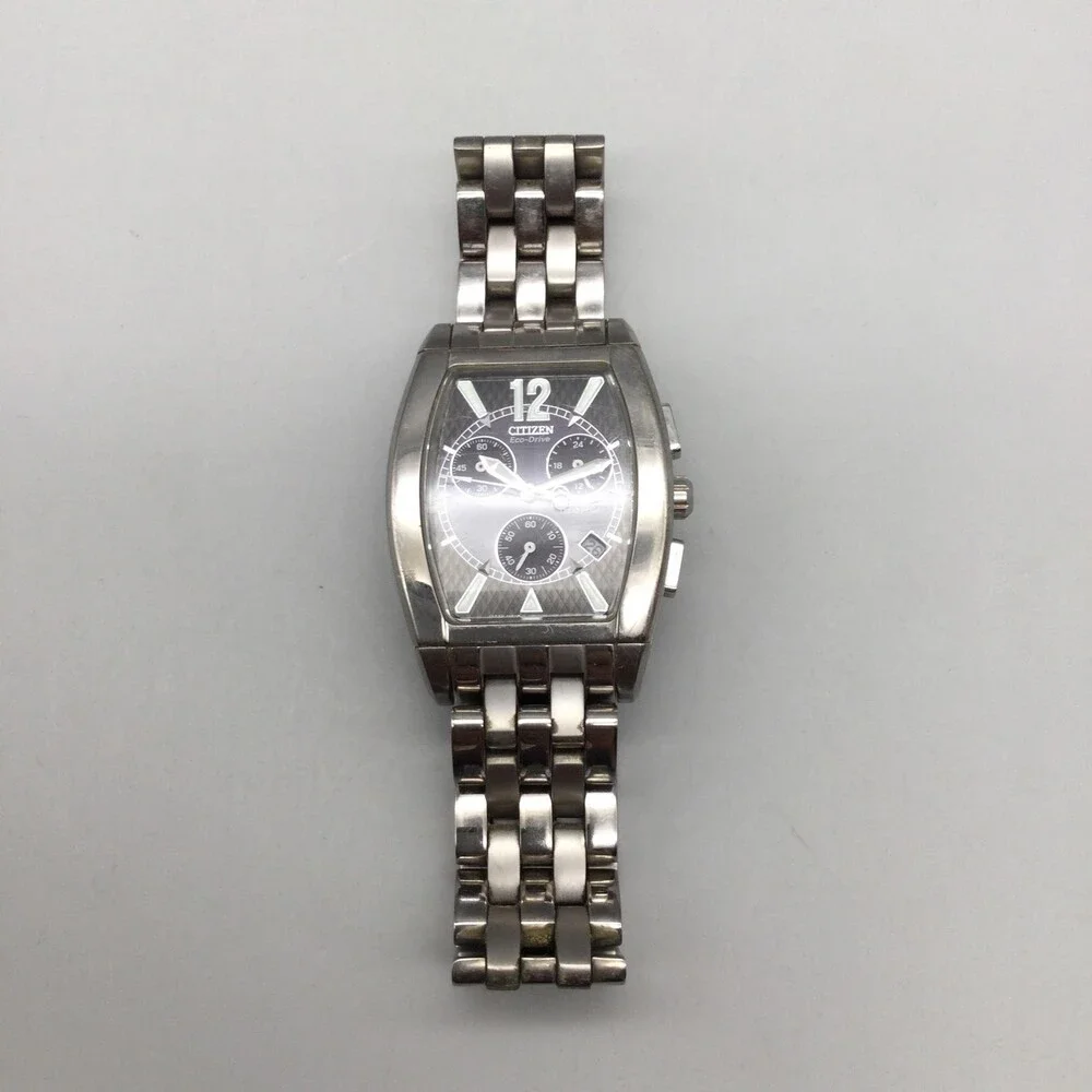 Citizen Eco-Drive Chronograph Mens Watch 32mm Black Dial Titanium H501 8