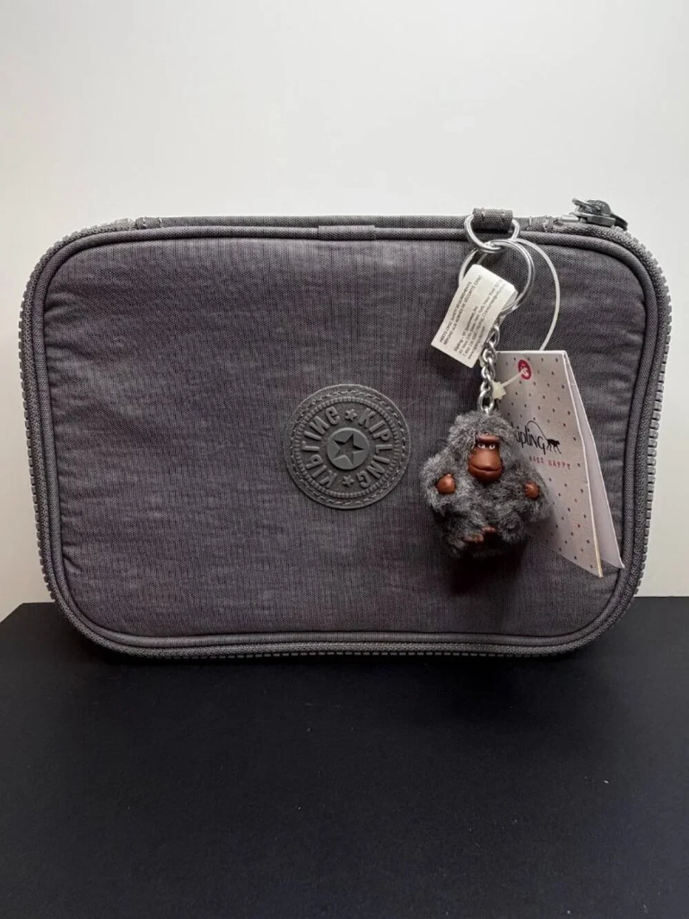 NWT Kipling 100 Pens Case Pencil Pouch Makeup Bag w/Grey Monkey