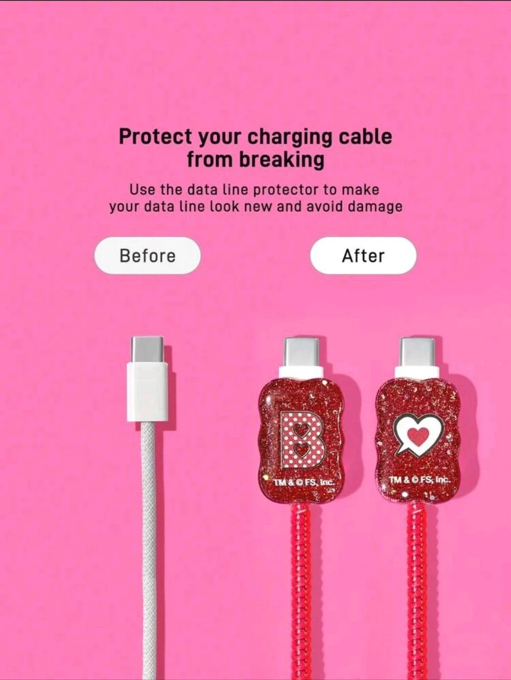 Betty Boop  3 Pcs Data Line Protective Cover, Charger
