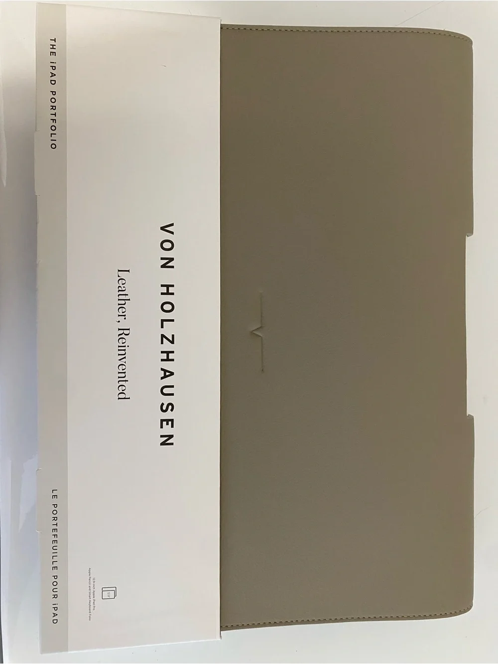 Von Holzhausen Taupe Leather iPad Portfolio Sleeve