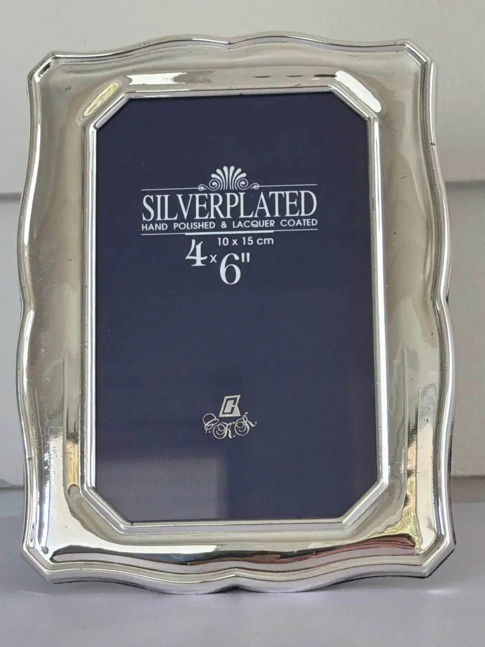 Vintage Silverplated Picture Frame 4x6 Ornate Embossed Border Tabletop Standing