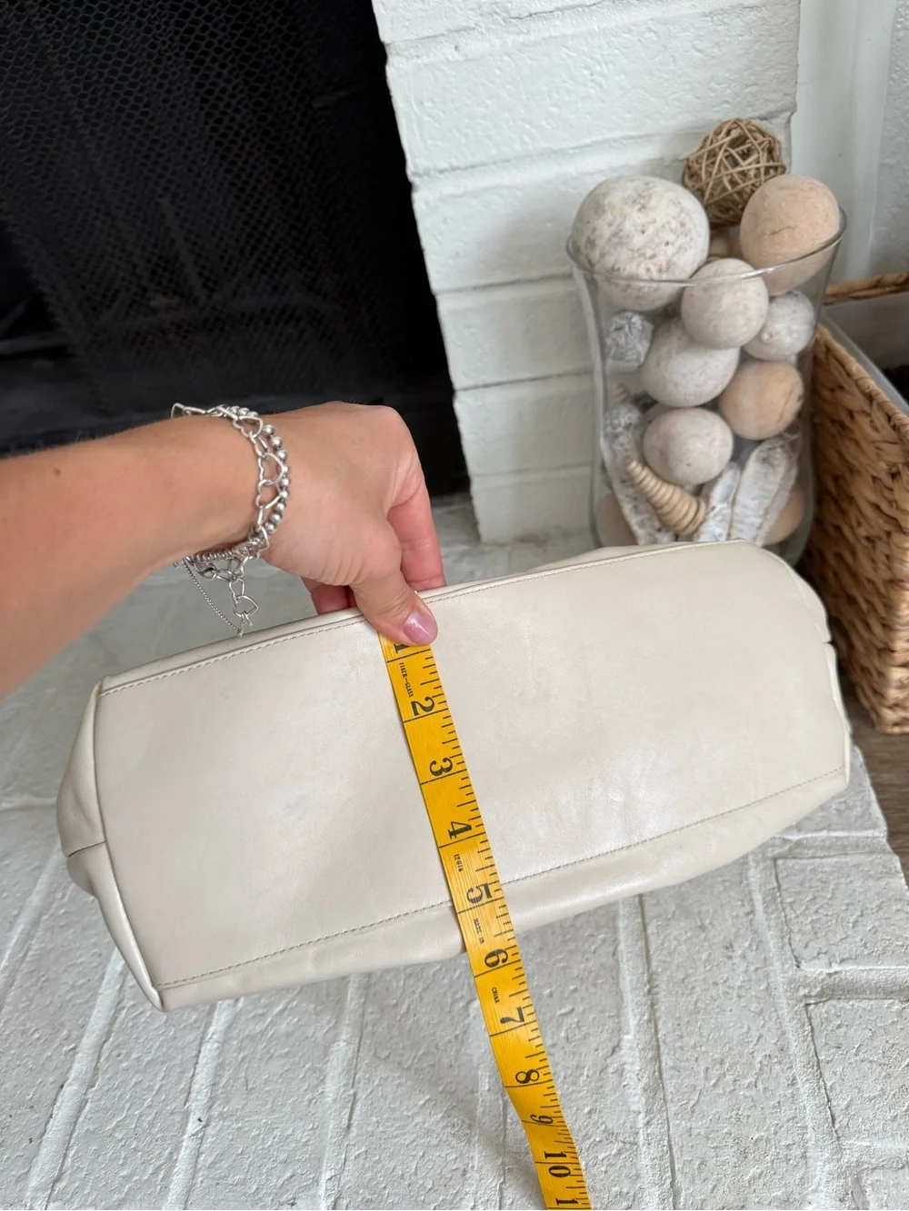 Reformation Cream Fold-Over Clutch with Bow Detail