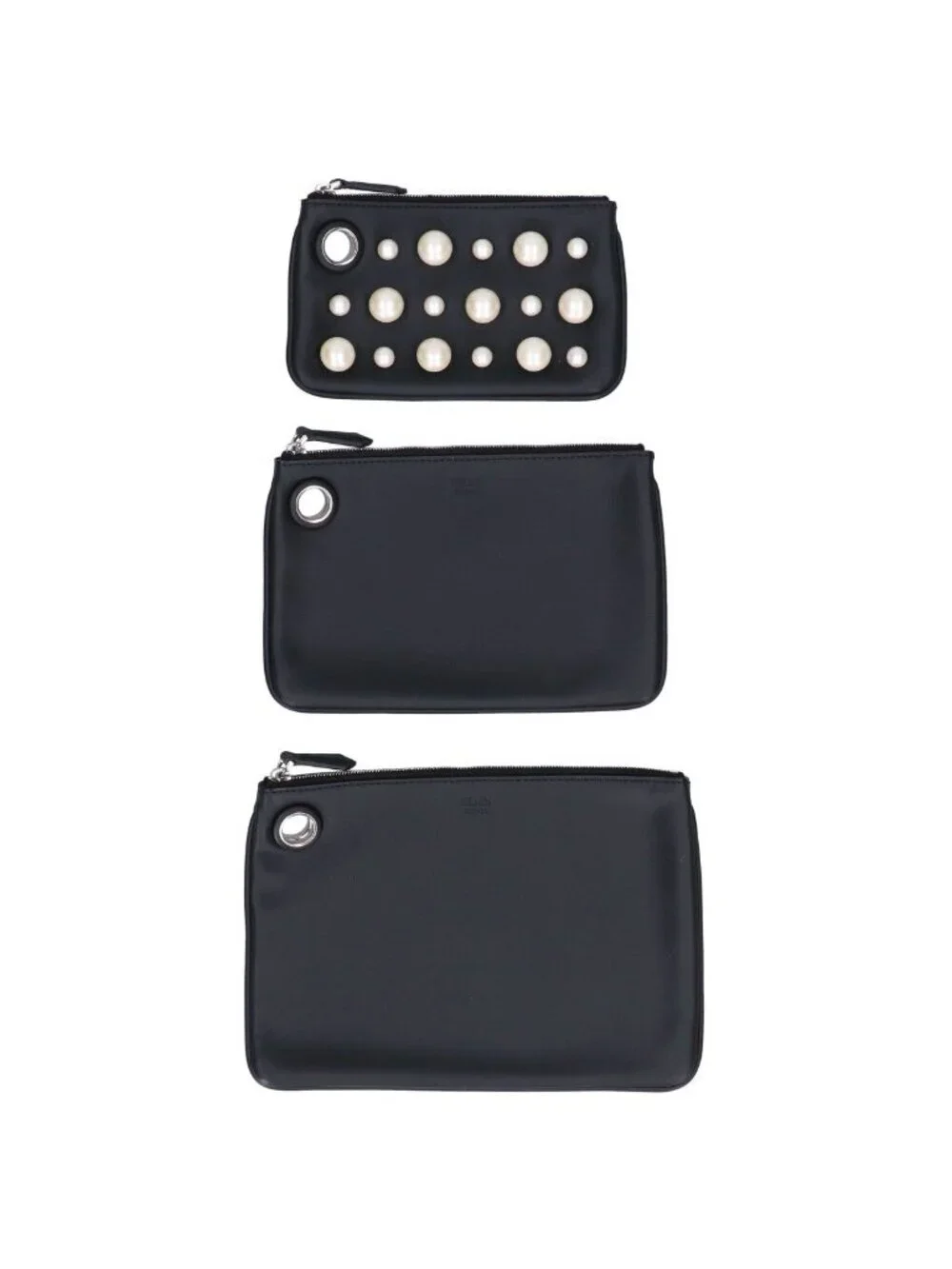 Fendi Pearl Studded Triplet Pouch Multi Clutch