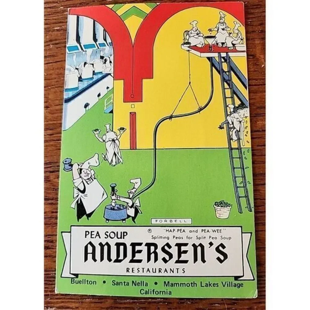Andersons Pea Soup Restaurant‎ Buellton CA Calforina Cartoon Linen Postcard UNP