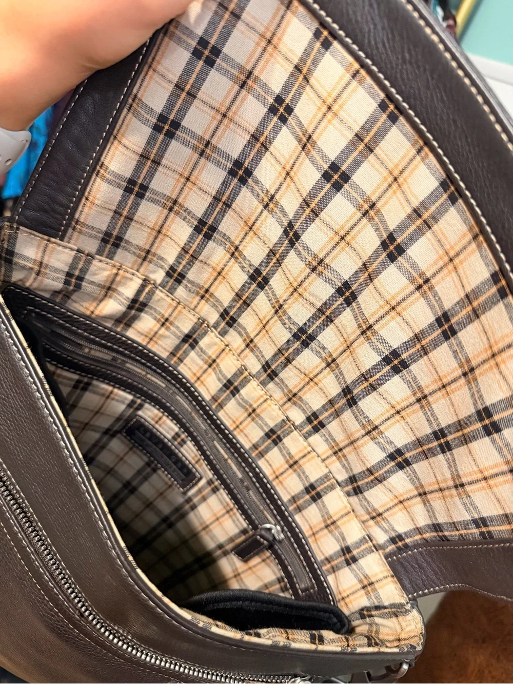 Men's Levenger Brown Leather Messenger Bag with Adjustable Strap
