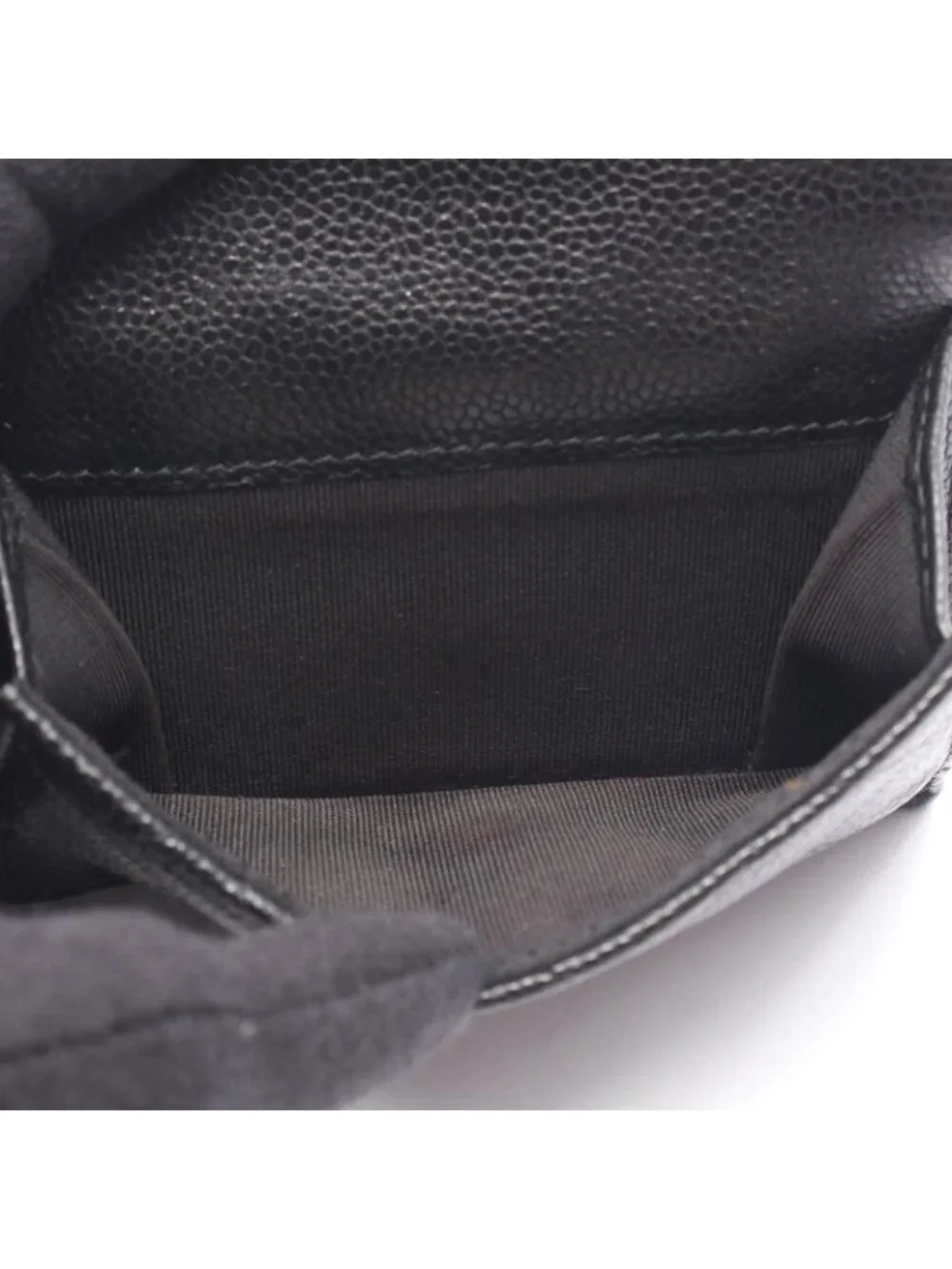 Chanel Trifold Wallet Classic Small Flap Quilted Black Caviar Leather Compact