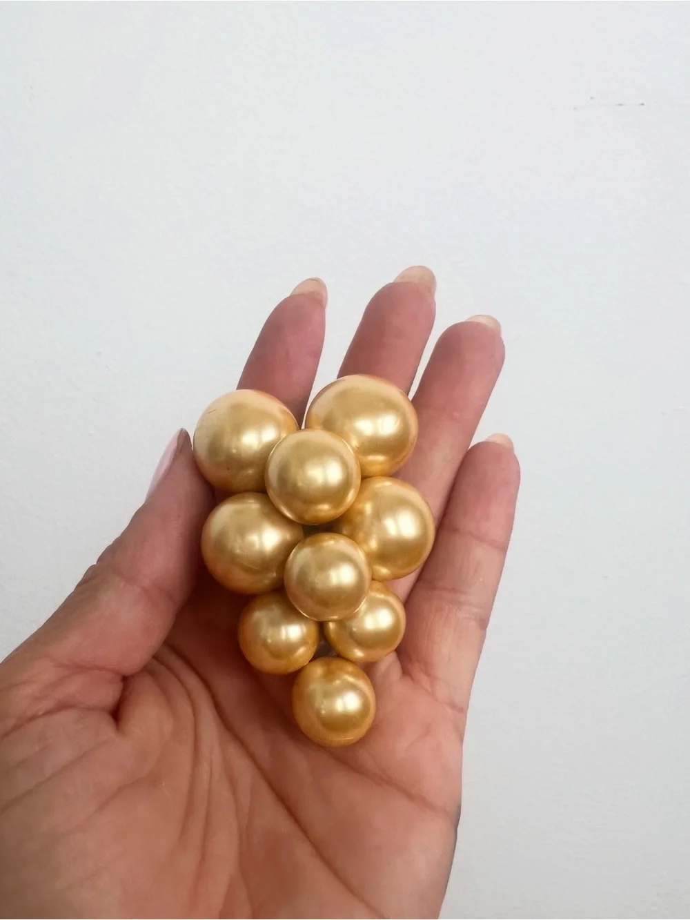 ART DECO 1930’s 30s Antique Vintage Gold Champagne Pearl Bead Dress Clip Brooch