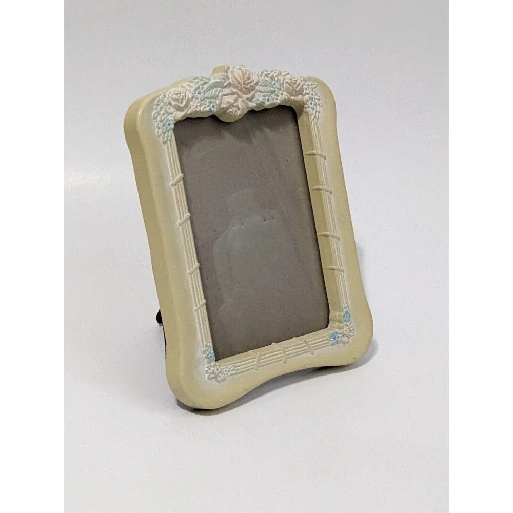 Vintage Burnes Floral Photo Frame Small Portrait Dainty Feminine Pastel Tabletop
