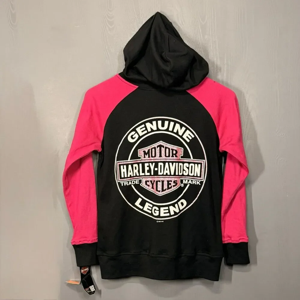Harley-Davidson | Genuine Legend Hoodie | Pink Black | Girls 7/8