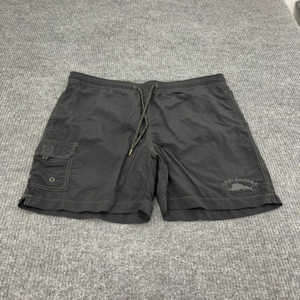 Tommy Bahama Board Shorts Men M Gray Nylon Cargo Pocket Relax Beach Casual Style