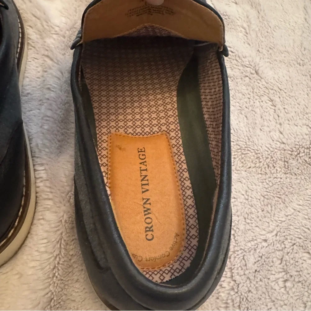 Crown Vintage CR Finnian Men’s‎ Slip-On Loafers Size 11M Denim Blue White Stitch