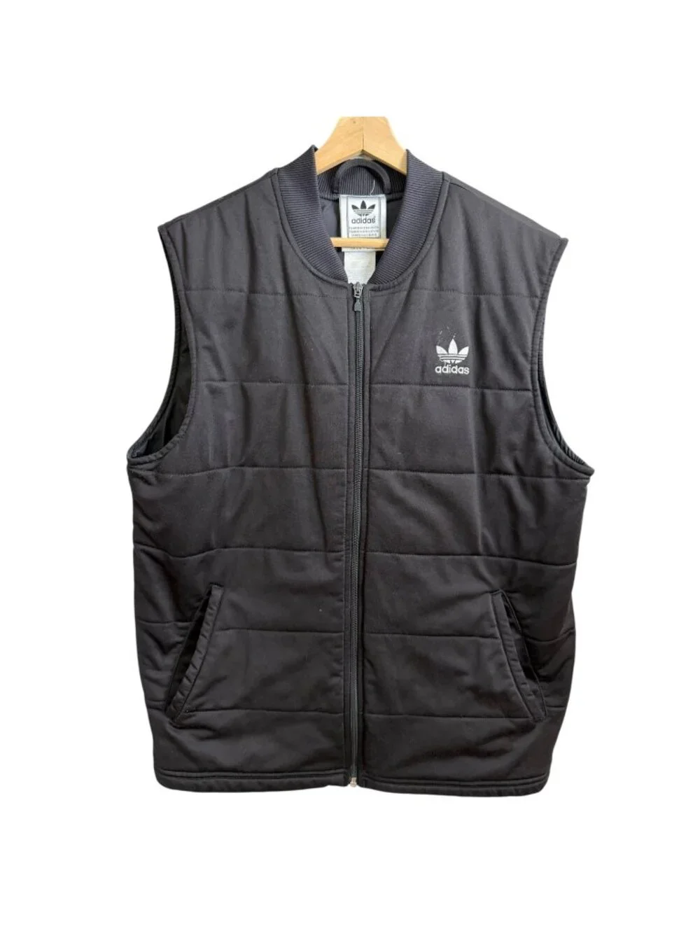 Vintage Y2K Adidas Sportswear‎ Streetwear Trefoil Vest Black M Quilted