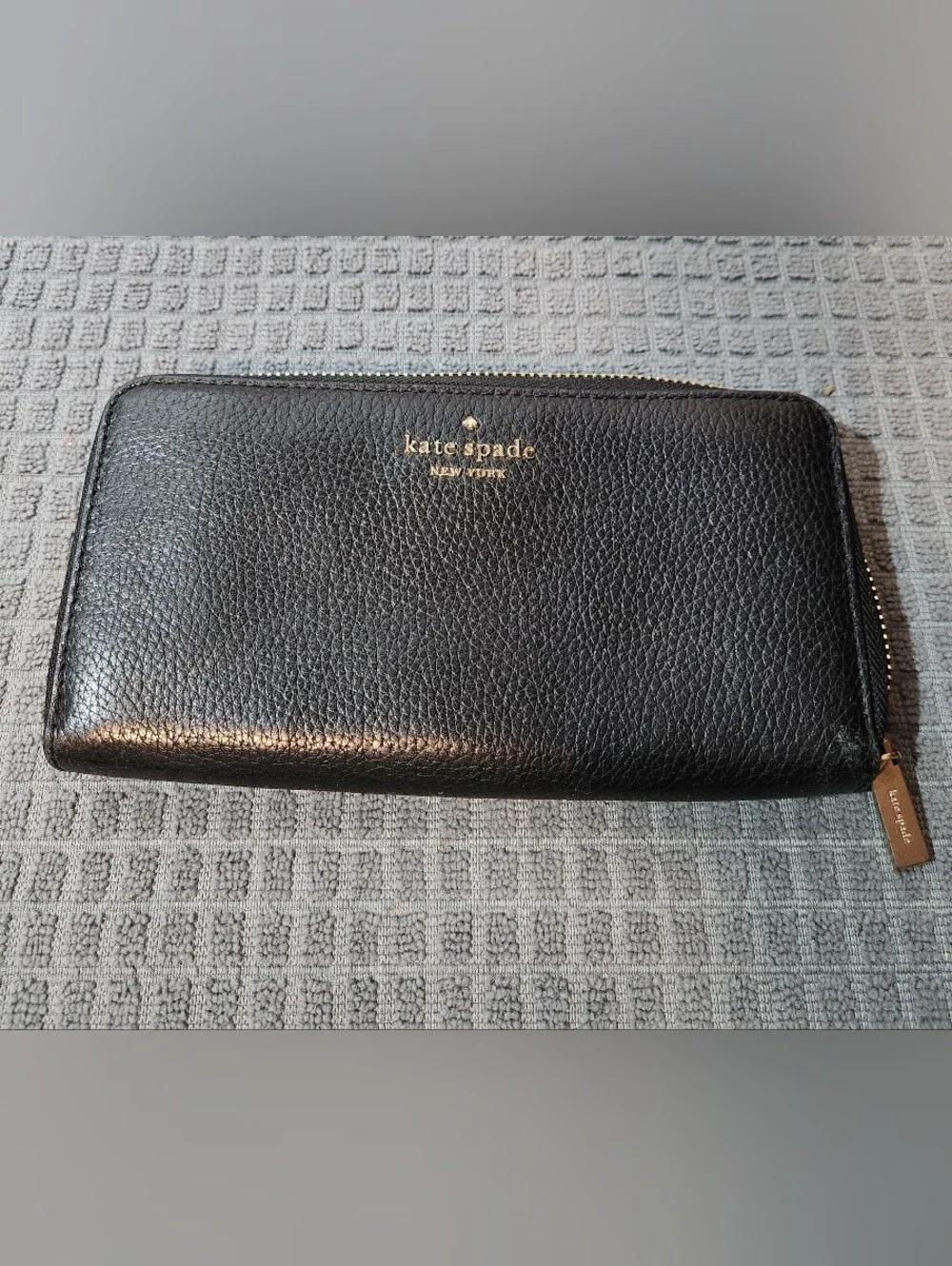 Kate Spade Leila Large Continental Wallet Black Pebbled Leather