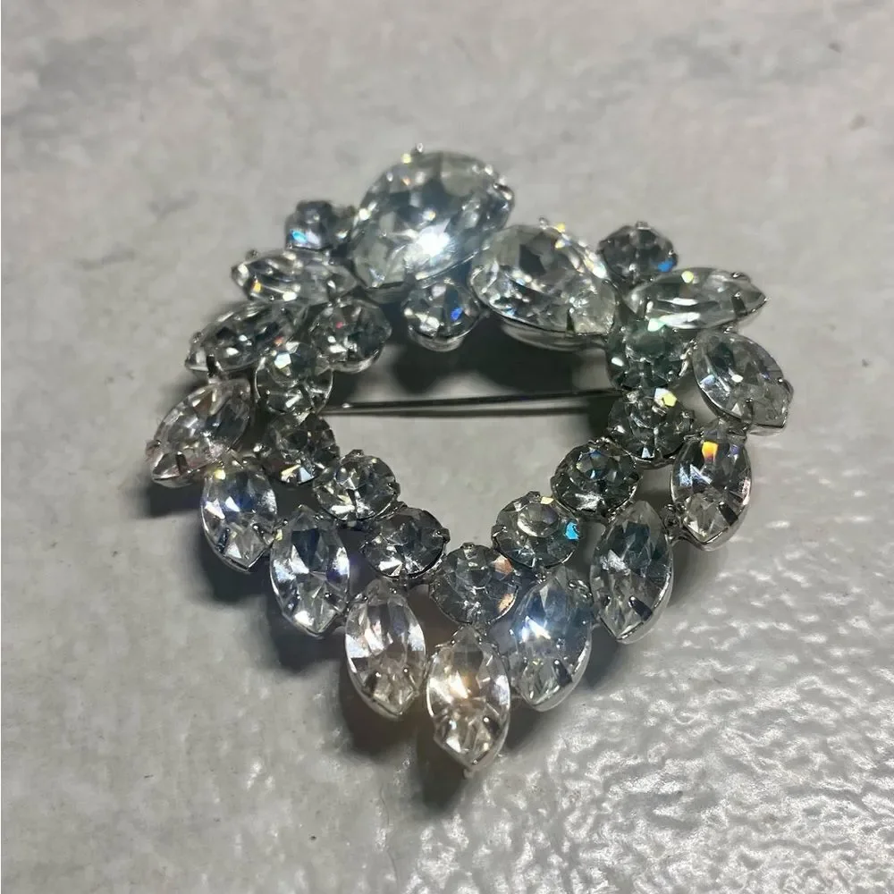 Vintage Heart Shaped Rhinestone Brooch/Pendant
