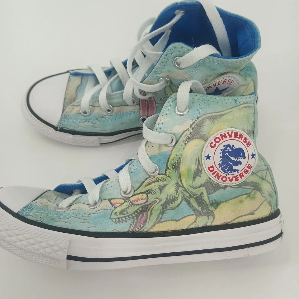 Converse Chuck Taylor All Star Dinoverse High Top Kids Shoes 664246C Blue Sz 1Y
