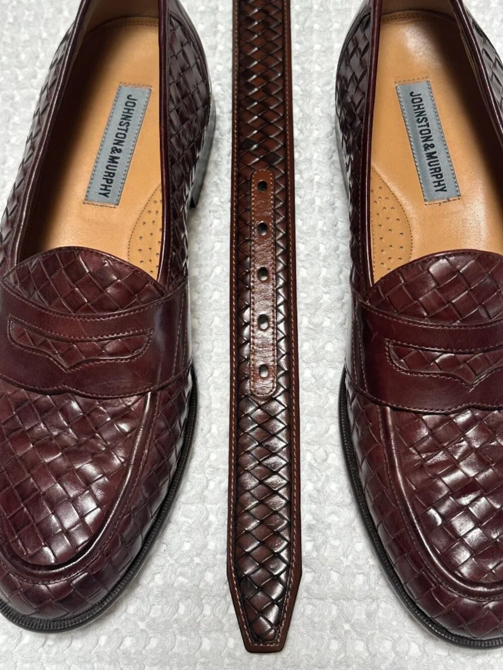 Johnston & Murphy Woven Leather Matching Shoes & Belt