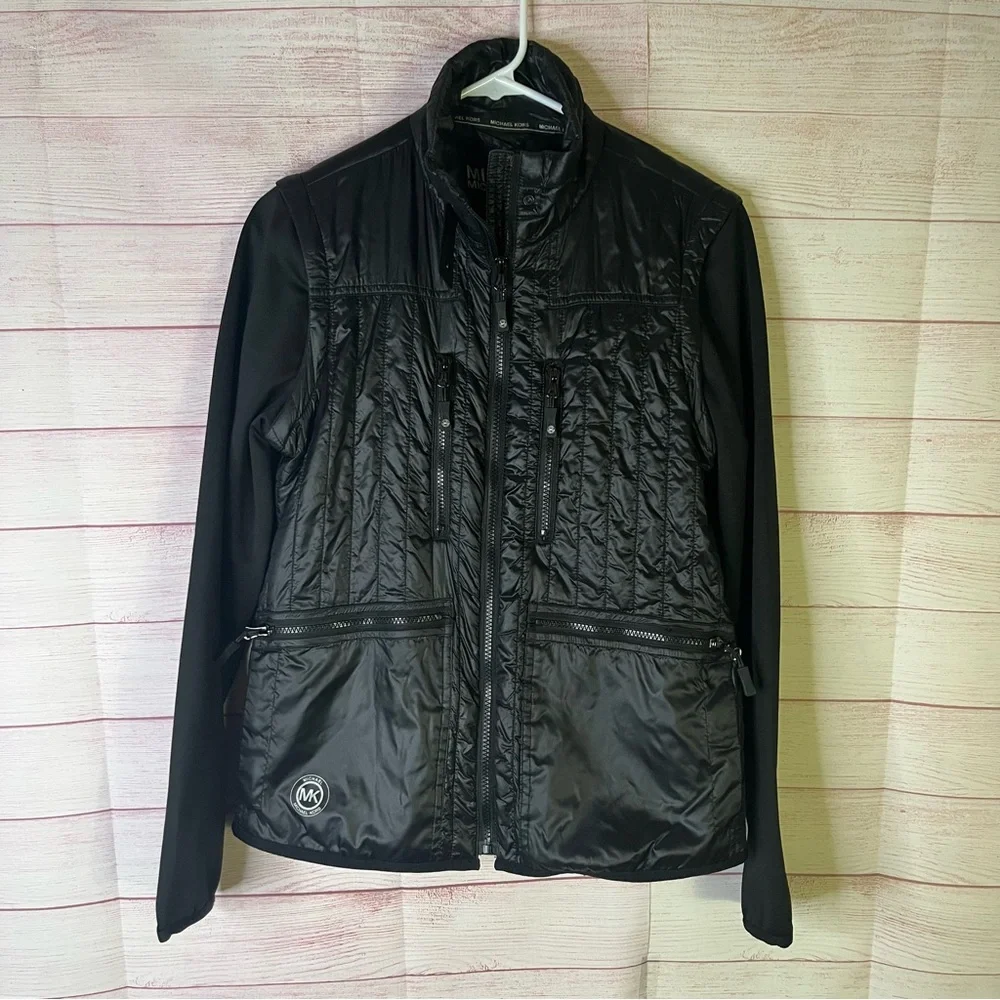 Michael Kors Black Convertible‎ Removable Sleeves Full Zipper Jacket Size Small