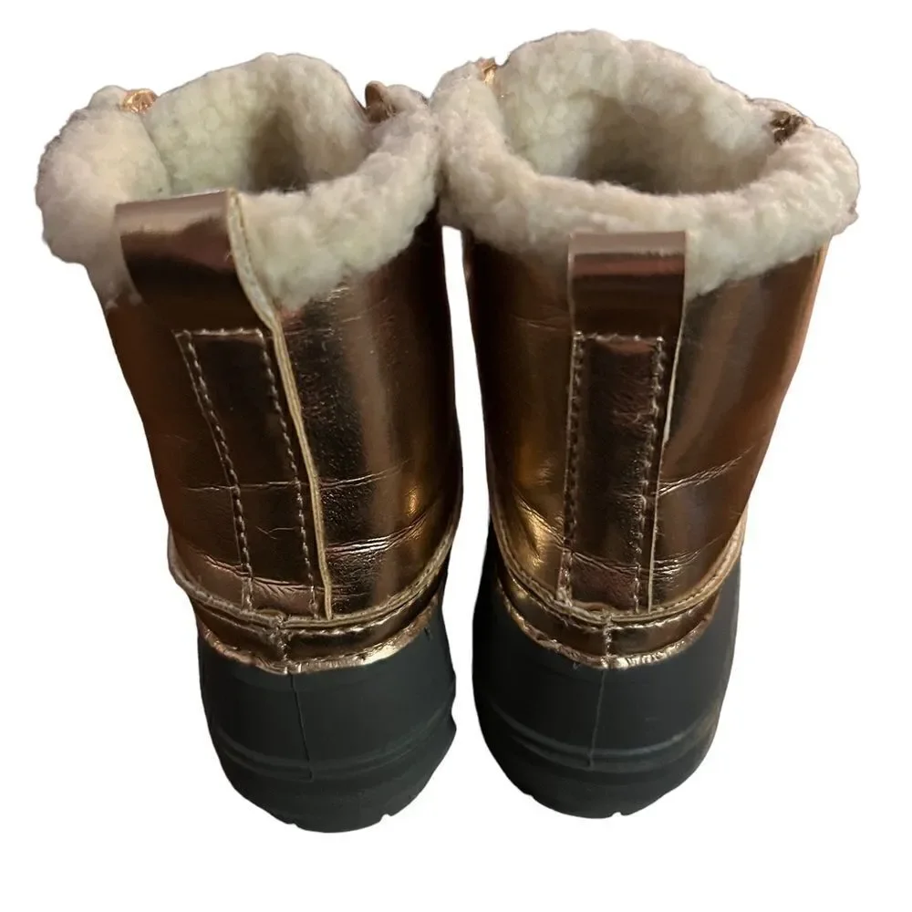 Gymboree youth snow boots in‎ grey rubber and rose gold little girls size 6