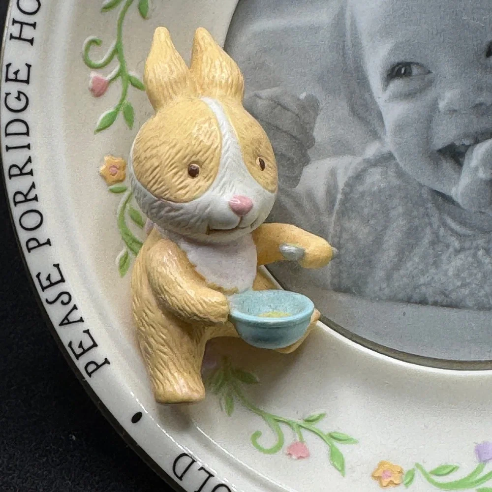Hallmark Keepsake Baby Picture Frame Pease Porridge Hot Cold Bunny Spoon Nursery