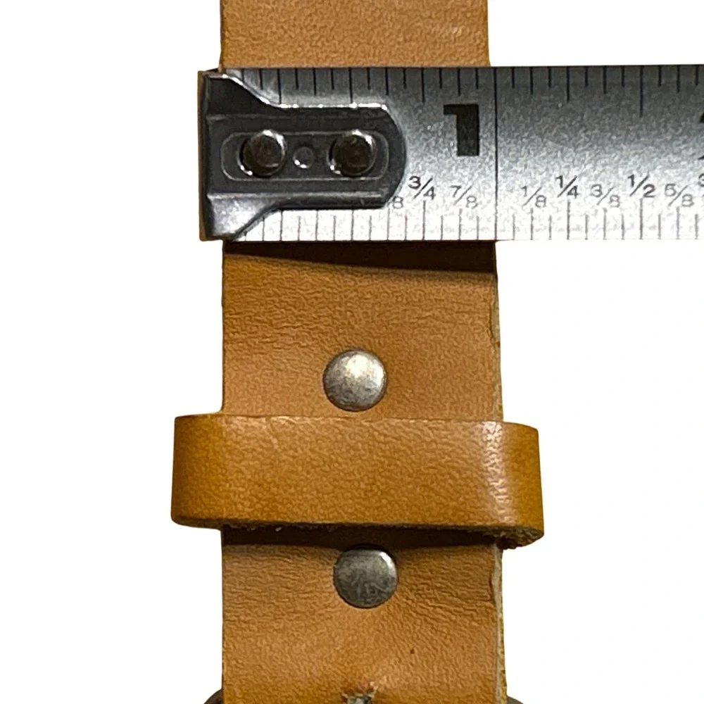 Minimalist Light Tan‎ Silver Roller Buckle Leather Belt Size 8 (27-30)