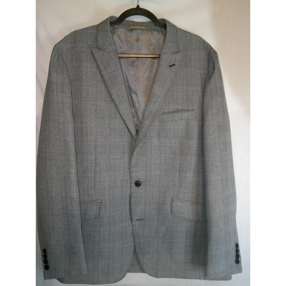 Haggar 1926 Originals Men's Gray Plaid Blazer Sport Coat Jacket 46L‎ NWOT