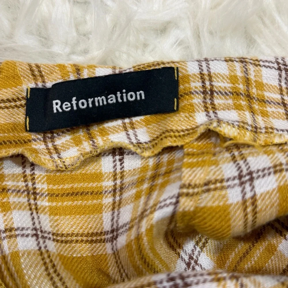 Reformation linen plaid