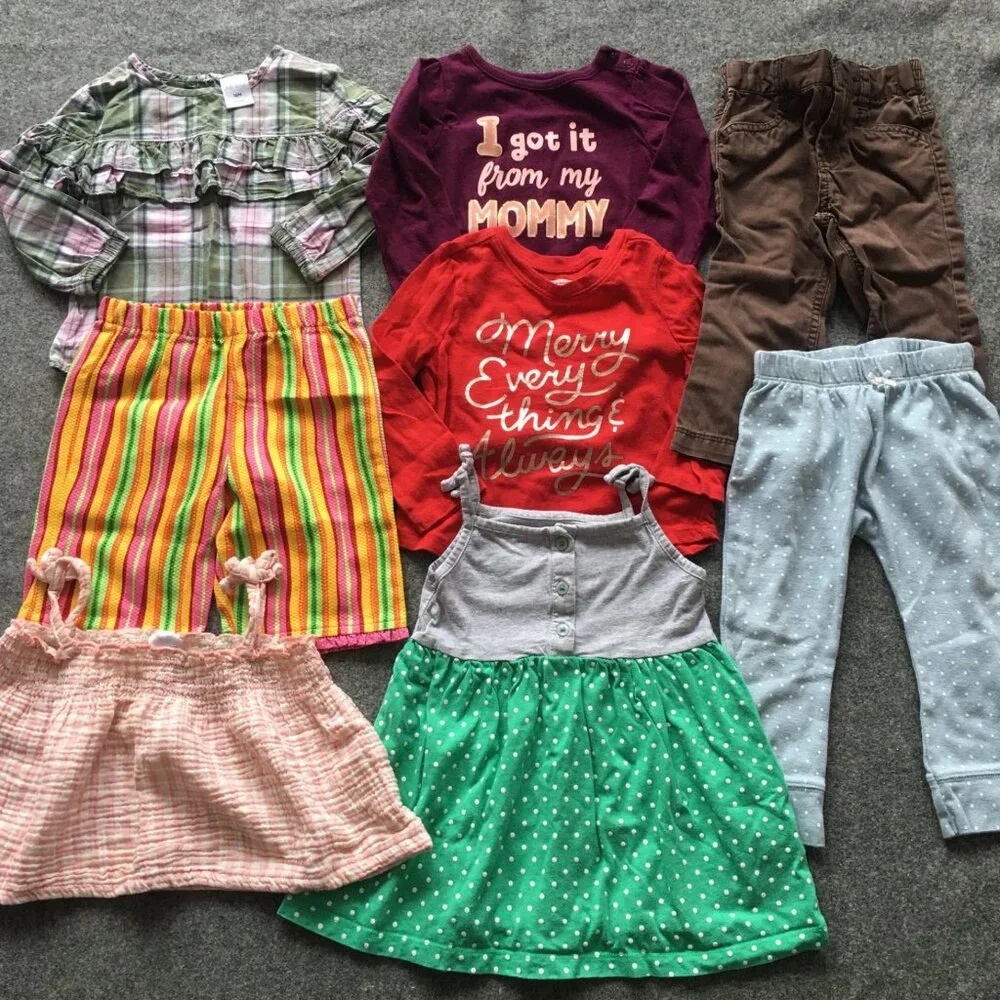 Baby Girl 18-24 Months Clothing Lot 8x‎ Pieces Bulk Winter Preppy Casual Cotton